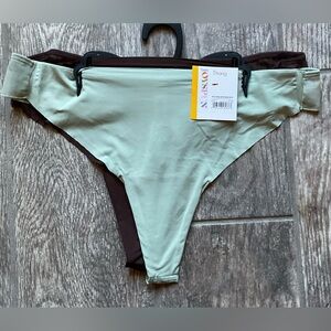 New 2 pairs Joyspun mesh back thong panties size XL or XXL Cilantro & Espresso